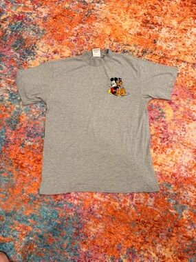 Vintage Mickey Inc Mickey Mouse Pluto T-Shirt Size L Gray Disney Tee 90s Style
